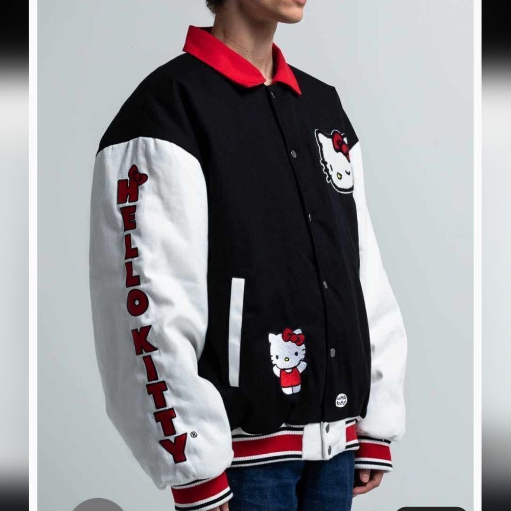 HELLO KITTY x Dumbgood varsity black and white unisex jacket L - Picture 16 of 17